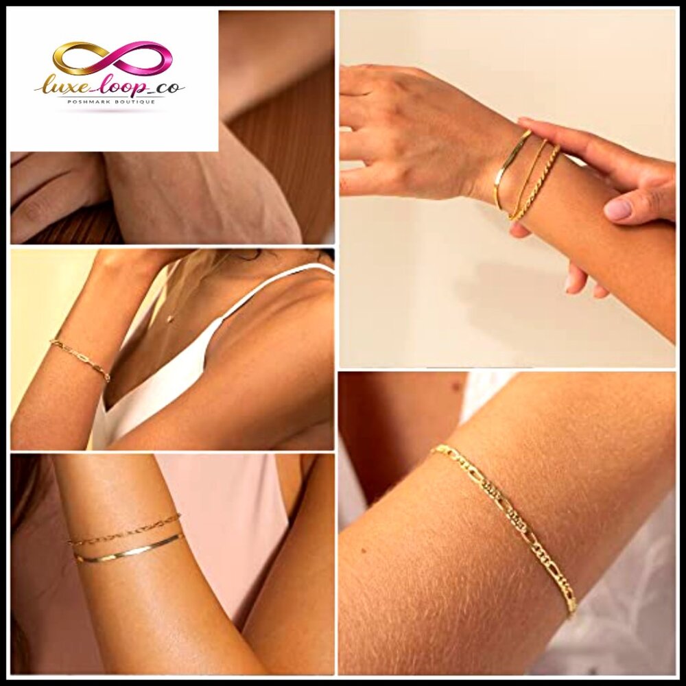 14k Gold Plated Stackable Bracelets Set With Exte… - image 6